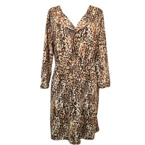 Long Sleeve Animal Print Dress L